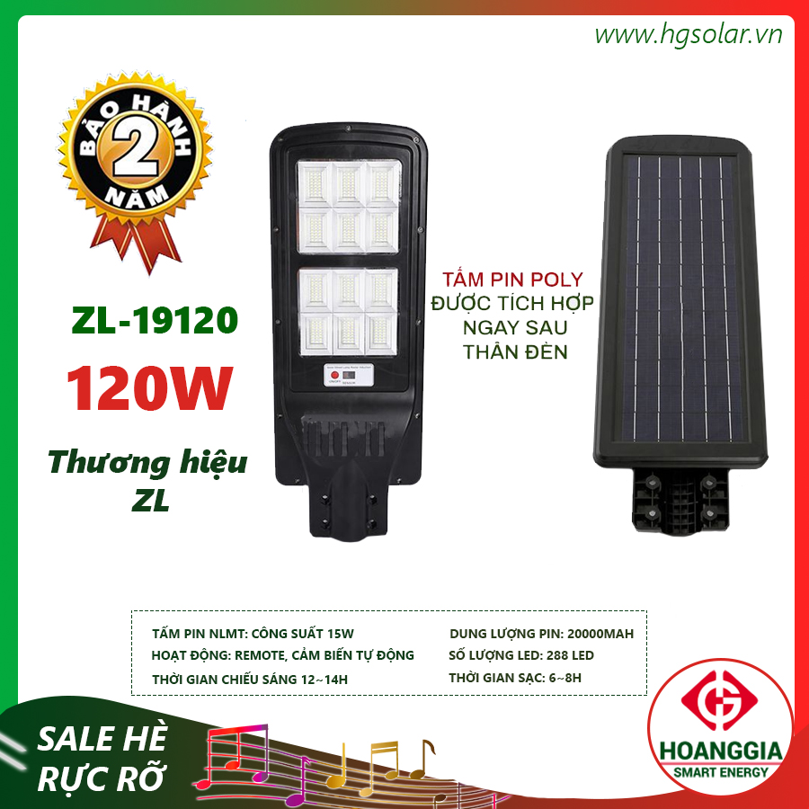 Đèn đường tích hợp năng lượng mặt trời ZL-120W