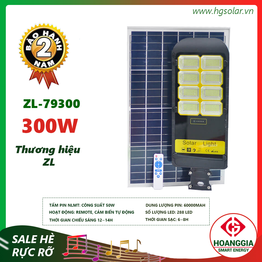 Đèn đường năng lượng mặt trời ZL-79300 300W