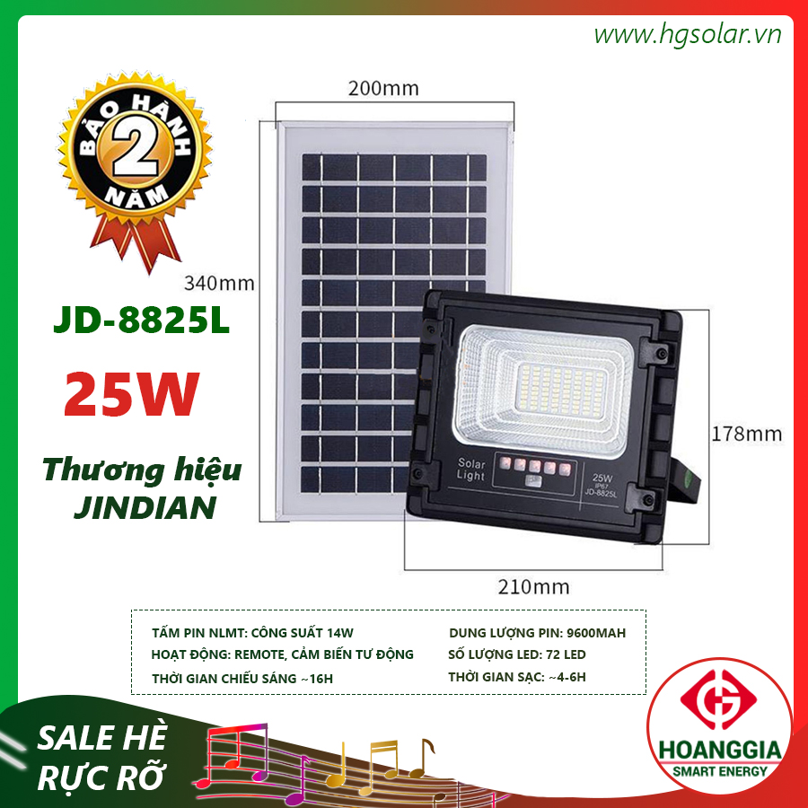 Đèn Led pha năng lượng mặt trời JinDian-25W
